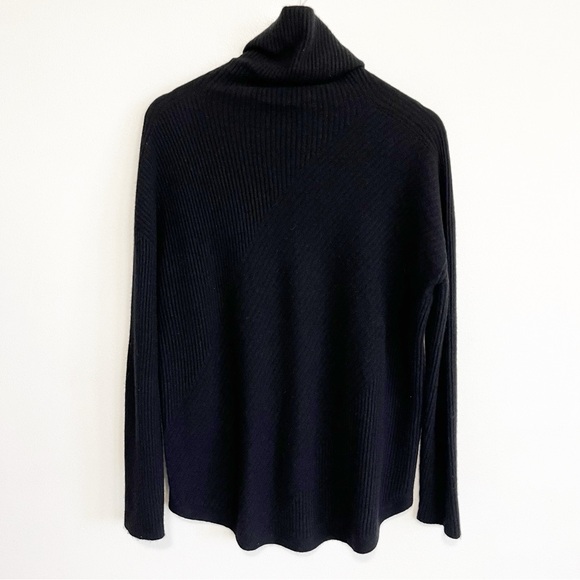 BOGO! EILEEN FISHER 100% Cashmere Ribbed Draped Turtleneck Sweater Black Small - Picture 7 of 10